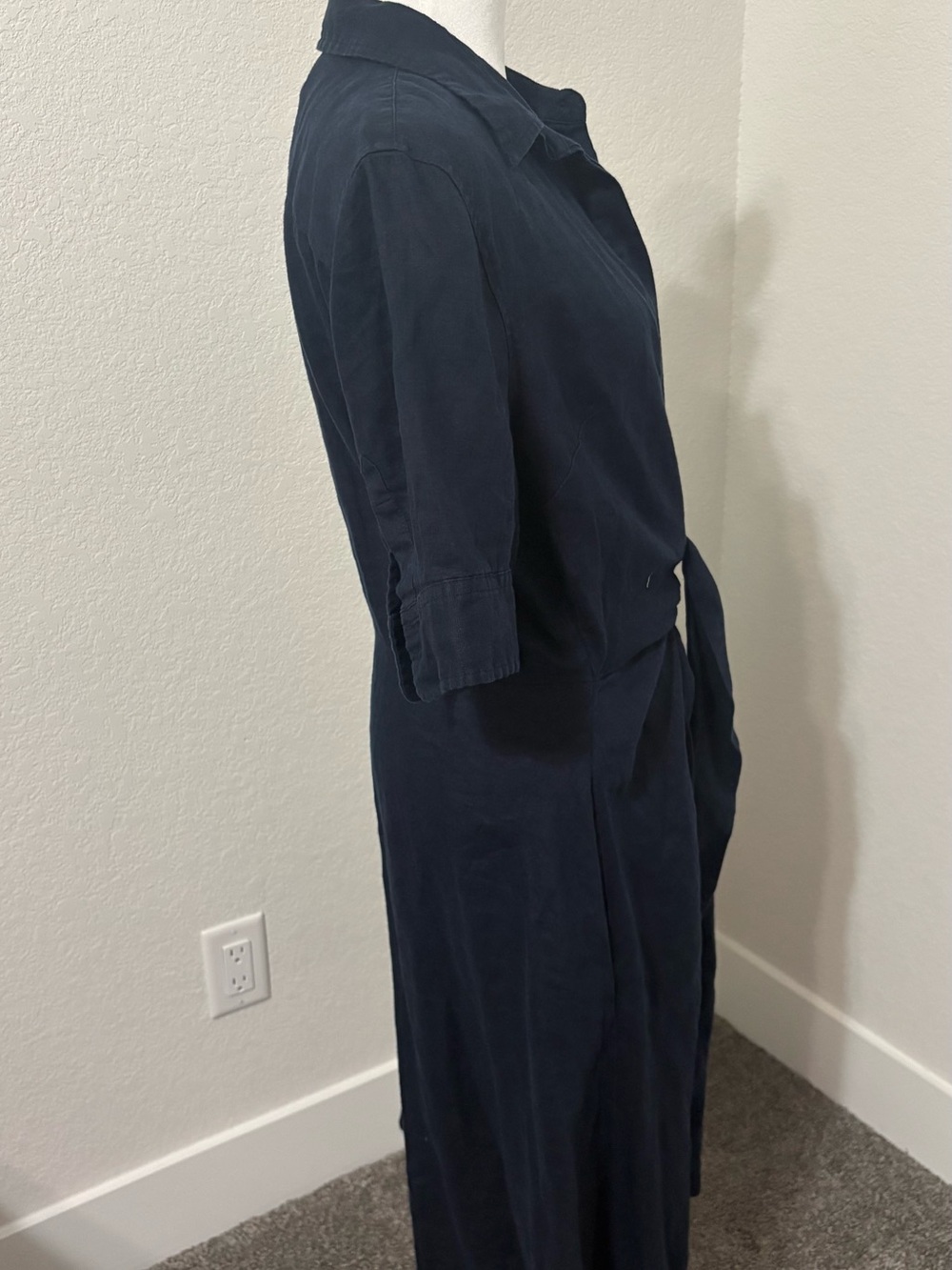 Ralph Lauren Linen Navy Tie-Front Shirt Dress - Picture 4 of 8